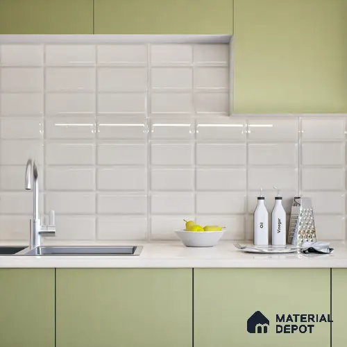 Faux Subway Wall Tile TL 04685 I Brick Solara Versilia White 2 ft x 1 ft Ceramic Glossy Finish - 9 mm | Suitable For Kitchen, Bathroom Walls and Backsplashes | Please Expect a Slight Variation of Pattern