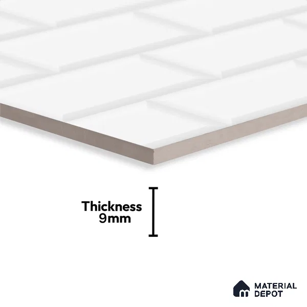 Faux Subway Wall Tile TL 04685 J Brick Solara Ice White 2 ft x 1 ft Ceramic Glossy Finish - 9 mm | Suitable For Kitchen, Bathroom Walls and Backsplashes | Please Expect a Slight Variation of Pattern