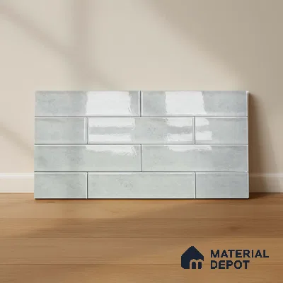 Faux Subway Wall Tile TL 04685 K Brick Solara Basque White 2 ft x 1 ft Ceramic Glossy Finish - 9 mm | Suitable For Kitchen, Bathroom Walls and Backsplashes | Please Expect a Slight Variation of Pattern (Sample)