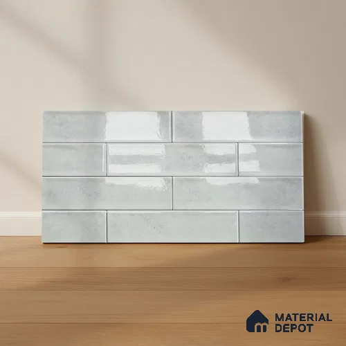 Faux Subway Wall Tile TL 04685 K Brick Solara Basque White 2 ft x 1 ft Ceramic Glossy Finish - 9 mm | Suitable For Kitchen, Bathroom Walls and Backsplashes | Please Expect a Slight Variation of Pattern