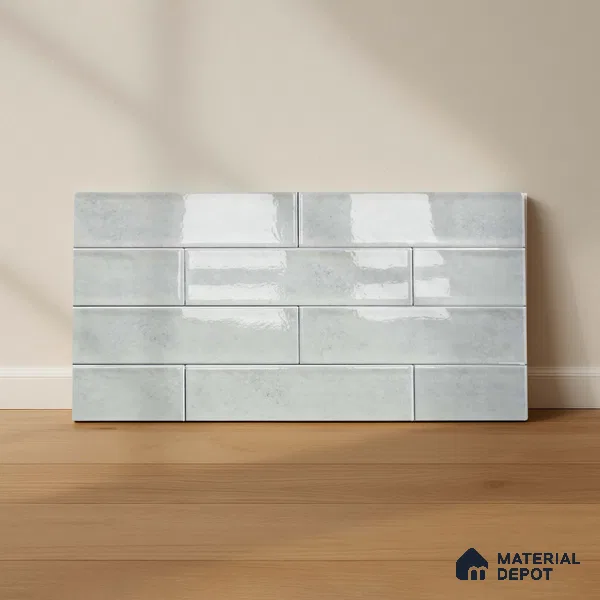 Faux Subway Wall Tile TL 04685 K Brick Solara Basque White 2 ft x 1 ft Ceramic Glossy Finish - 9 mm | Suitable For Kitchen, Bathroom Walls and Backsplashes | Please Expect a Slight Variation of Pattern (Sample)