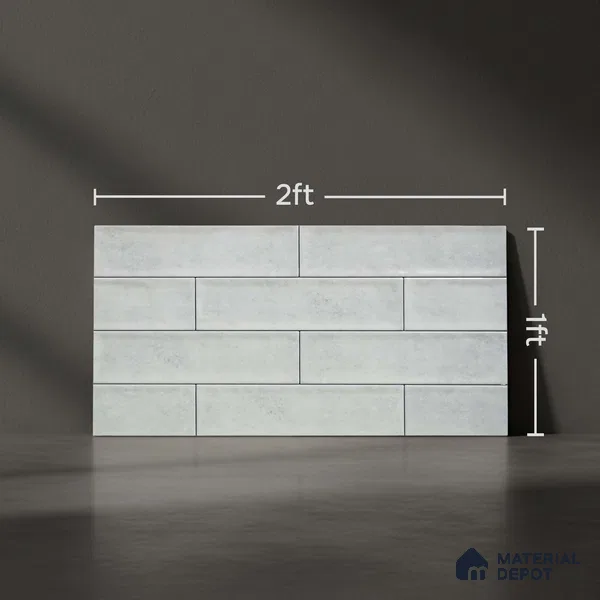 Faux Subway Wall Tile TL 04685 K Brick Solara Basque White 2 ft x 1 ft Ceramic Glossy Finish - 9 mm | Suitable For Kitchen, Bathroom Walls and Backsplashes | Please Expect a Slight Variation of Pattern (Sample)