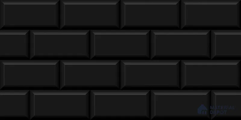 Faux Subway Wall Tile TL 04685 L Brick Solara Nero Black 2 ft x 1 ft Ceramic Glossy Finish - 9 mm | Suitable For Kitchen, Bathroom Walls and Backsplashes | Please Expect a Slight Variation of Pattern (Sample)