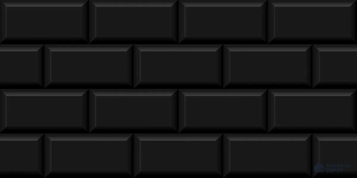Faux Subway Wall Tile TL 04685 L Brick Solara Nero Black 2 ft x 1 ft Ceramic Glossy Finish - 9 mm | Suitable For Kitchen, Bathroom Walls and Backsplashes | Please Expect a Slight Variation of Pattern (Sample)