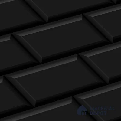Faux Subway Wall Tile TL 04685 L Brick Solara Nero Black 2 ft x 1 ft Ceramic Glossy Finish - 9 mm | Suitable For Kitchen, Bathroom Walls and Backsplashes | Please Expect a Slight Variation of Pattern (Sample)