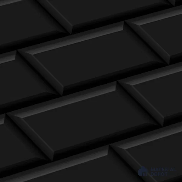 Faux Subway Wall Tile TL 04685 L Brick Solara Nero Black 2 ft x 1 ft Ceramic Glossy Finish - 9 mm | Suitable For Kitchen, Bathroom Walls and Backsplashes | Please Expect a Slight Variation of Pattern (Sample)