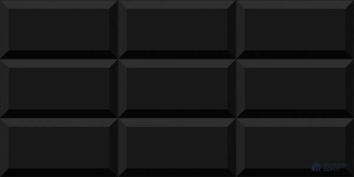 Faux Subway Wall Tile TL 04685 M Brick Solara Classic Black 2 ft x 1 ft Ceramic Glossy Finish - 9 mm | Suitable For Kitchen, Bathroom Walls and Backsplashes | Please Expect a Slight Variation of Pattern (Sample)