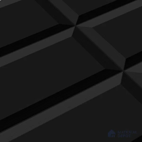Faux Subway Wall Tile TL 04685 M Brick Solara Classic Black 2 ft x 1 ft Ceramic Glossy Finish - 9 mm | Suitable For Kitchen, Bathroom Walls and Backsplashes | Please Expect a Slight Variation of Pattern (Sample)