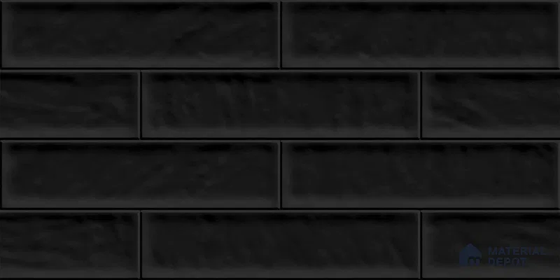 Faux Subway Wall Tile TL 04685 P Brick Solara Coal Shimmer 2 ft x 1 ft Ceramic Glossy Finish - 9 mm | Suitable For Kitchen, Bathroom Walls and Backsplashes | Please Expect a Slight Variation of Pattern
