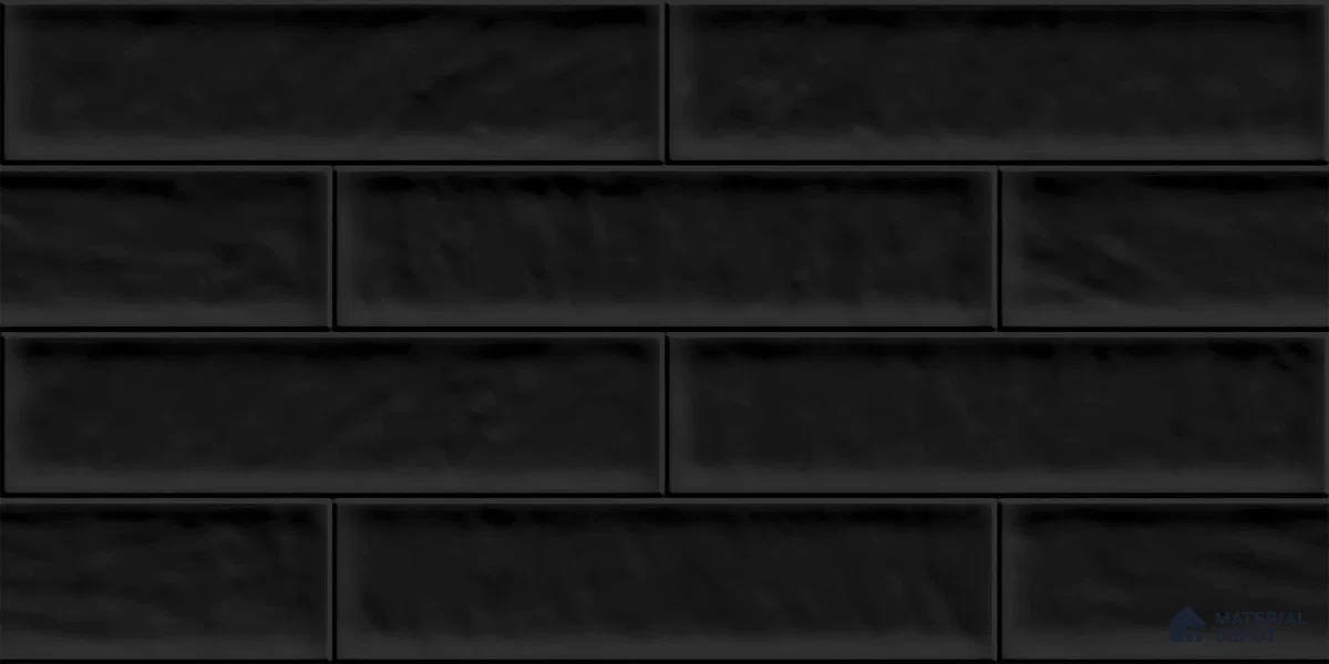 Faux Subway Wall Tile TL 04685 P Brick Solara Coal Shimmer 2 ft x 1 ft Ceramic Glossy Finish - 9 mm | Suitable For Kitchen, Bathroom Walls and Backsplashes | Please Expect a Slight Variation of Pattern