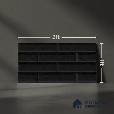 Faux Subway Wall Tile TL 04685 P Brick Solara Coal Shimmer 2 ft x 1 ft Ceramic Glossy Finish - 9 mm | Suitable For Kitchen, Bathroom Walls and Backsplashes | Please Expect a Slight Variation of Pattern