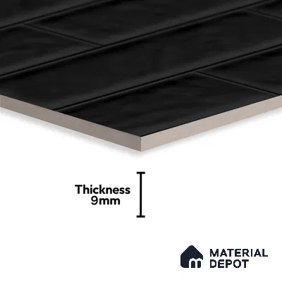 Faux Subway Wall Tile TL 04685 P Brick Solara Coal Shimmer 2 ft x 1 ft Ceramic Glossy Finish - 9 mm | Suitable For Kitchen, Bathroom Walls and Backsplashes | Please Expect a Slight Variation of Pattern