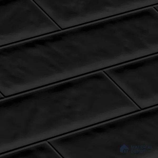 Faux Subway Wall Tile TL 04685 P Brick Solara Coal Shimmer 2 ft x 1 ft Ceramic Glossy Finish - 9 mm | Suitable For Kitchen, Bathroom Walls and Backsplashes | Please Expect a Slight Variation of Pattern