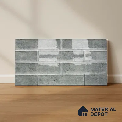 Faux Subway Wall Tile TL 04685 Q Brick Solara Opal Sheen 2 ft x 1 ft Ceramic Glossy Finish - 9 mm | Suitable For Kitchen, Bathroom Walls and Backsplashes | Please Expect a Slight Variation of Pattern (Sample)