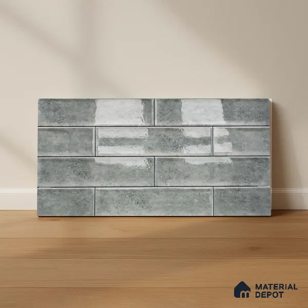 Faux Subway Wall Tile TL 04685 Q Brick Solara Opal Sheen 2 ft x 1 ft Ceramic Glossy Finish - 9 mm | Suitable For Kitchen, Bathroom Walls and Backsplashes | Please Expect a Slight Variation of Pattern (Sample)