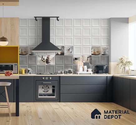 3D Wall Tile TL 03629 Seam Grey 2 ft x 1 ft Glossy Finish Ceramic Glazed Wall Tile
