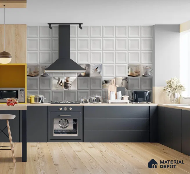 3D Wall Tile TL 03629 Seam Grey 2 ft x 1 ft Glossy Finish Ceramic Glazed Wall Tile