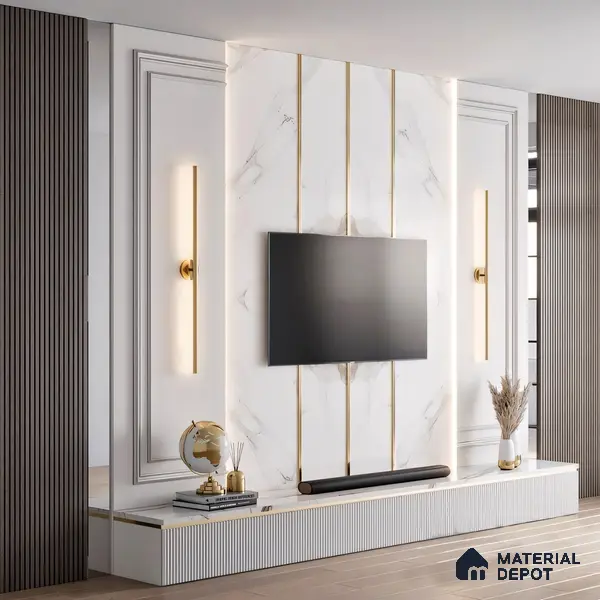 Self Adhesive Peel & Stick Strip Gold Glossy Finish Edgeline PM 00291 J | 5 mtr x 50 x 0.3 mm | Adhesive Type Installation | Suitable for Floor & Walls