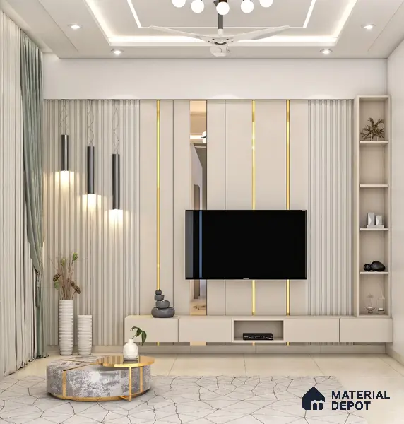 Self Adhesive Peel & Stick Strip Gold Glossy Finish Edgeline PM 00291 J | 5 mtr x 50 x 0.3 mm | Adhesive Type Installation | Suitable for Floor & Walls