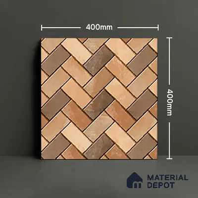 Parking Floor Tile TL 07561 Sepia Thread | 16 x 16 inch | Anti Skid Matte Finish Heavy Duty Vitrified Tile - 12 mm | Suitable For High Traffic Areas, Terrace, Balcony | Pattern Alignment May Vary | 2-3 mm Spacer is Mandatory