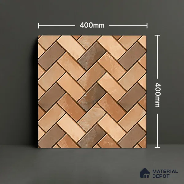 Parking Floor Tile TL 07561 Sepia Thread | 16 x 16 inch | Anti Skid Matte Finish Heavy Duty Vitrified Tile - 12 mm | Suitable For High Traffic Areas, Terrace, Balcony | Pattern Alignment May Vary | 2-3 mm Spacer is Mandatory