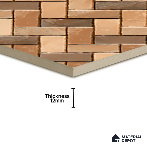 Parking Floor Tile TL 07561 Sepia Thread | 16 x 16 inch | Anti Skid Matte Finish Heavy Duty Vitrified Tile - 12 mm | Suitable For High Traffic Areas, Terrace, Balcony | Pattern Alignment May Vary | 2-3 mm Spacer is Mandatory