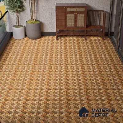 Parking Floor Tile TL 07561 Sepia Thread | 16 x 16 inch | Anti Skid Matte Finish Heavy Duty Vitrified Tile - 12 mm | Suitable For High Traffic Areas, Terrace, Balcony | Pattern Alignment May Vary | 2-3 mm Spacer is Mandatory