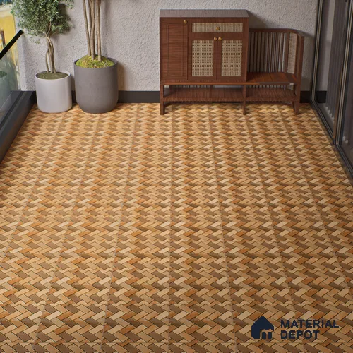 Parking Floor Tile TL 07561 Sepia Thread | 16 x 16 inch | Anti Skid Matte Finish Heavy Duty Vitrified Tile - 12 mm | Suitable For High Traffic Areas, Terrace, Balcony | Pattern Alignment May Vary | 2-3 mm Spacer is Mandatory