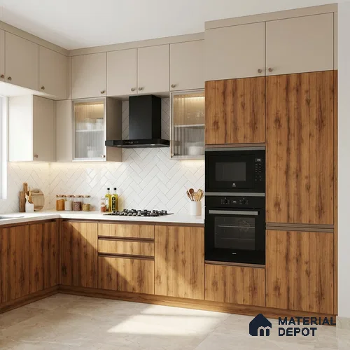 Wooden Look SF 535 Nero Natural Teak 8 ft x 4 ft Suede Finish Laminate - 1 mm | Suitable for TV Unit, Wardrobe, Kitchen Cabinets
