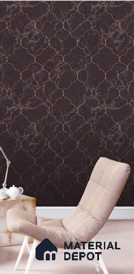 SF1-5 | Black Quatrefoil Marble Non Woven Textured Wallpaper - 10 Meter x 21 Inches, 57.41 Sq. Ft. (Min. 15% Wastage)