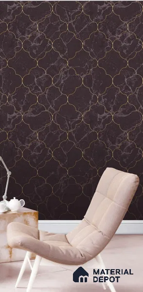 SF1-5 | Black Quatrefoil Marble Non Woven Textured Wallpaper - 10 Meter x 21 Inches, 57.41 Sq. Ft. (Min. 15% Wastage)