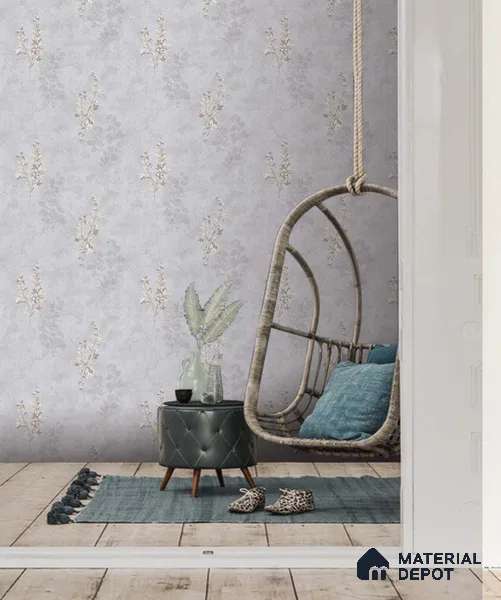 SG-2233 | Pearl Gold Flower Spikes Non Woven Floral Wallpaper - 10 Meter x 21 Inches, 57.41 Sq. Ft. (Min. 15% Wastage)