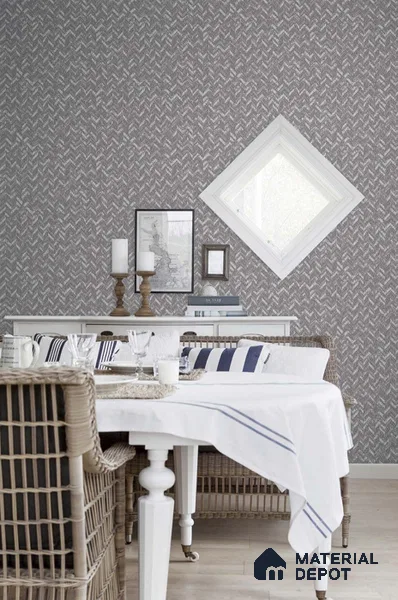 SG-2246 | Grey Herringbone Weave Non Woven Patterned Wallpaper - 10 Meter x 21 Inches, 57.41 Sq. Ft. (Min. 15% Wastage)