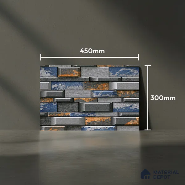 TL 05776 Shadow Blue 450x300 mm Glossy Finish Ceramic Wall Tile - 7 mm