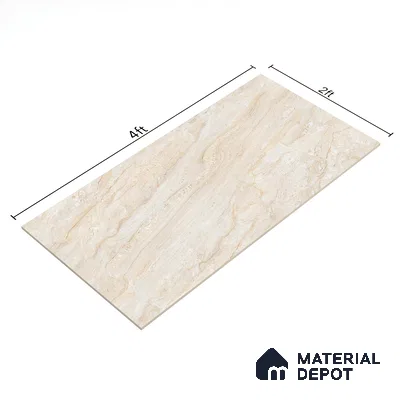 Budget Friendly Marble Floor & Wall Tile Value For Money TL 05594 Beige Sheltar 4 ft x 2 ft - Vitrified Glossy Finish -9 mm | 4 Random Design | Suitable for Living Room,Bedroom & Bathroom (Sample)