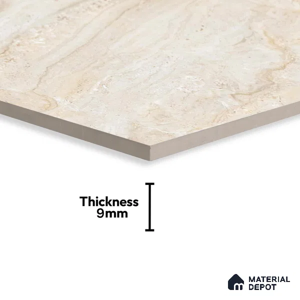 Budget Friendly Marble Floor & Wall Tile Value For Money TL 05594 Beige Sheltar 4 ft x 2 ft - Vitrified Glossy Finish -9 mm | 4 Random Design | Suitable for Living Room,Bedroom & Bathroom (Sample)