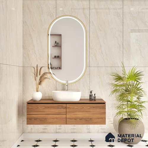 Budget Friendly Marble Floor & Wall Tile Value For Money TL 05594 Beige Sheltar 4 ft x 2 ft - Vitrified Glossy Finish -9 mm | 4 Random Design | Suitable for Living Room, Bedroom & Bathroom
