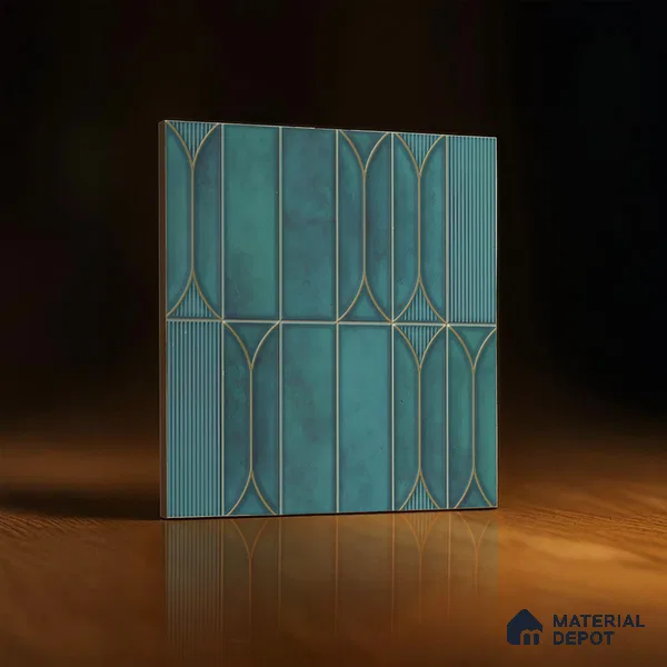 Faux Subway Wall Tile TL 00224 Blue 1 ft x 1 ft Matte Finish Ceramic Tile - 9 mm | Suitable For Kitchen, Bathroom, Dining Area | Please Expect a Slight Variation of Pattern