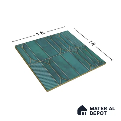 Faux Subway Wall Tile TL 00224 Blue 1 ft x 1 ft Matte Finish Ceramic Tile - 9 mm | Suitable For Kitchen, Bathroom, Dining Area | Please Expect a Slight Variation of Pattern