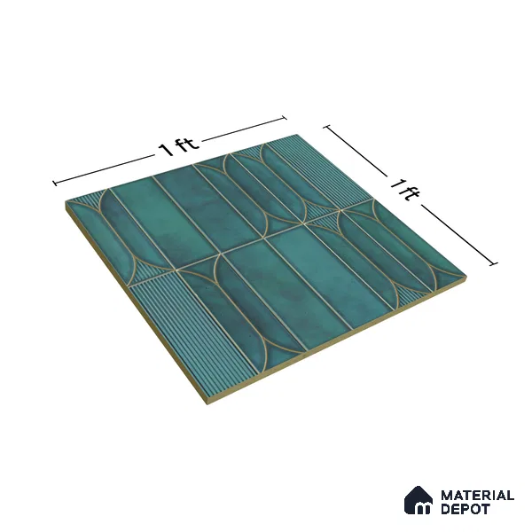 Faux Subway Wall Tile TL 00224 Blue 1 ft x 1 ft Matte Finish Ceramic Tile - 9 mm | Suitable For Kitchen, Bathroom, Dining Area | Please Expect a Slight Variation of Pattern