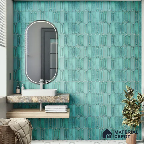 Faux Subway Wall Tile TL 00224 Blue 1 ft x 1 ft Matte Finish Ceramic Tile - 9 mm | Suitable For Kitchen, Bathroom, Dining Area | Please Expect a Slight Variation of Pattern