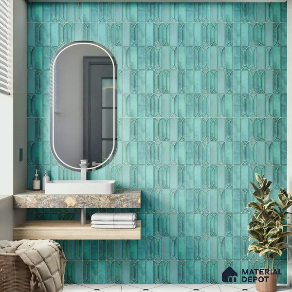 Faux Subway Wall Tile TL 00224 Blue 1 ft x 1 ft Matte Finish Ceramic Tile - 9 mm | Suitable For Kitchen, Bathroom, Dining Area | Please Expect a Slight Variation of Pattern