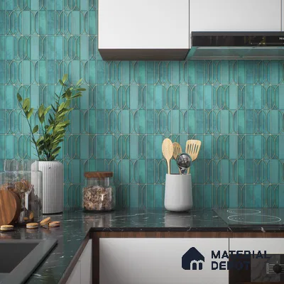 Faux Subway Wall Tile TL 00224 Blue 1 ft x 1 ft Matte Finish Ceramic Tile - 9 mm | Suitable For Kitchen, Bathroom, Dining Area | Please Expect a Slight Variation of Pattern
