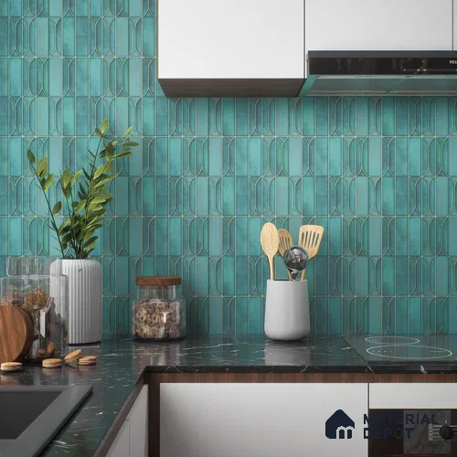 Faux Subway Wall Tile TL 00224 Blue 1 ft x 1 ft Matte Finish Ceramic Tile - 9 mm | Suitable For Kitchen, Bathroom, Dining Area | Please Expect a Slight Variation of Pattern