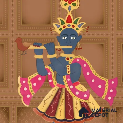 Shrinathji's Garden: Pichwai Inspired Wallpaper for Rooms Sukoon Series Handmade Patterned Design (Customised Size Wallpaper)