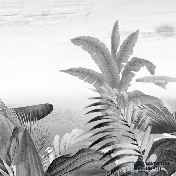 Silent Night, Tropical Beach Wallpaper, Black and White Sukoon Series Canvas Tropical Design (Customised Size Wallpaper)