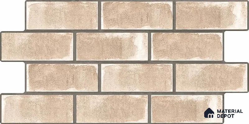Brick Wall Tile TL 06594 B Brick Line Ivory 2 ft x 1 ft Ceramic Matte Finish - 9 mm | Suitable for Balcony, Foyer,  Elevation, Courtyard
