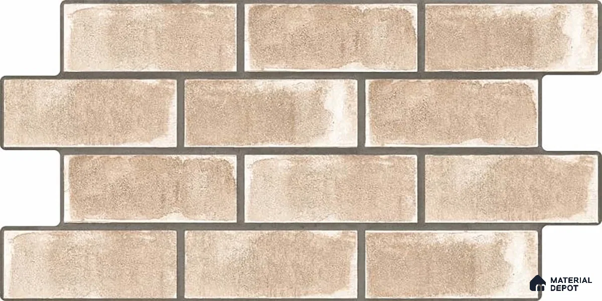 Brick Wall Tile TL 06594 B Brick Line Ivory 2 ft x 1 ft Ceramic Matte Finish - 9 mm | Suitable for Balcony, Foyer,  Elevation, Courtyard