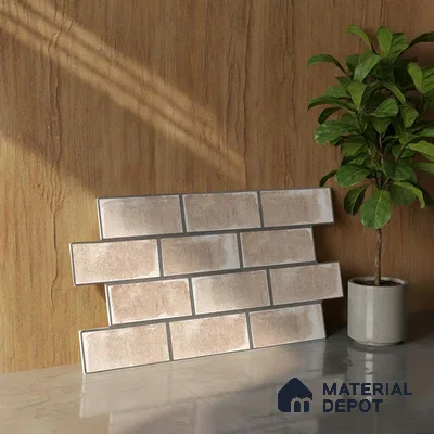 Brick Wall Tile TL 06594 B Brick Line Ivory 2 ft x 1 ft Ceramic Matte Finish - 9 mm | Suitable for Balcony, Foyer,  Elevation, Courtyard