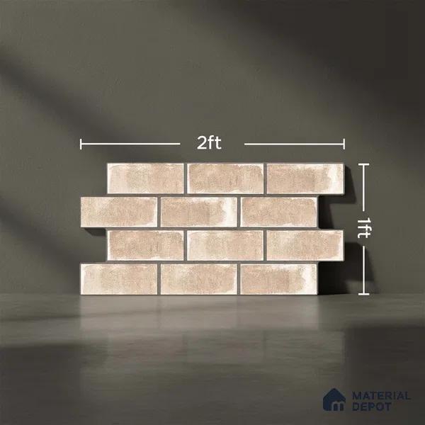 Brick Wall Tile TL 06594 B Brick Line Ivory 2 ft x 1 ft Ceramic Matte Finish - 9 mm | Suitable for Balcony, Foyer,  Elevation, Courtyard